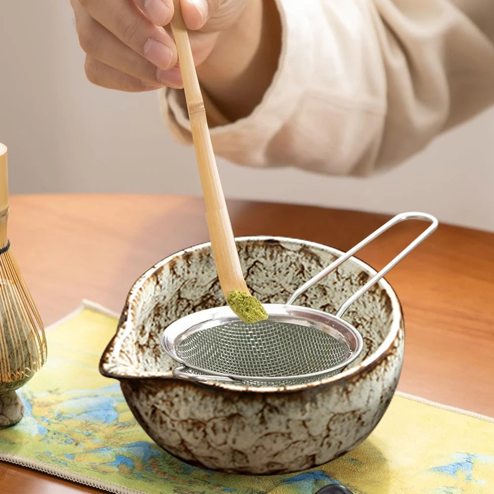 Japanese Matcha Tea Ceremony Set — Bamboo Whisk, Bowl & Stand (6 Pieces)