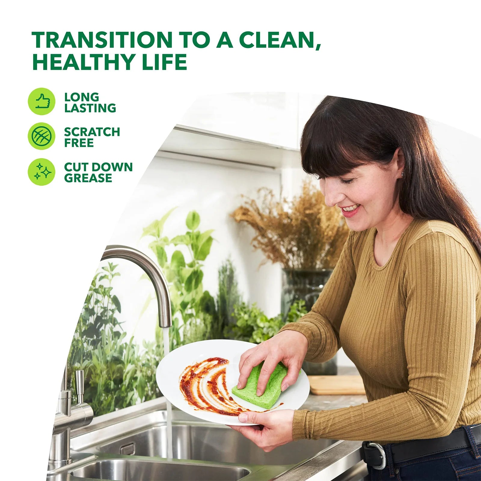 Natural Cellulose Kitchen Sponges — Eco-Friendly, Biodegradable (12-Pack)