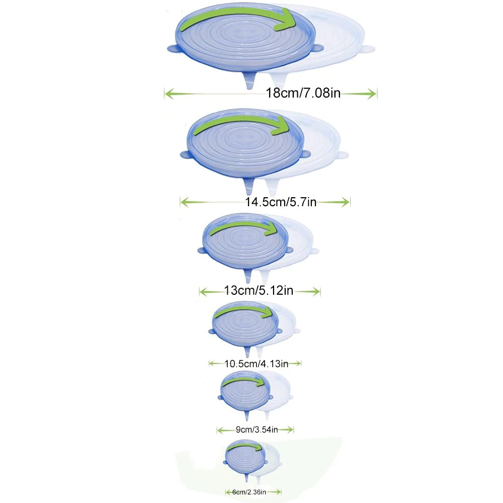 Reusable Silicone Stretch Lids — Fits Any Bowl, Cup or Container (6-Pack)