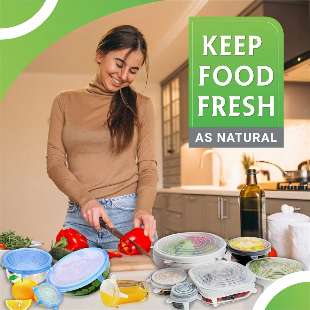 Reusable Silicone Stretch Lids — Fits Any Bowl, Cup or Container (6-Pack)