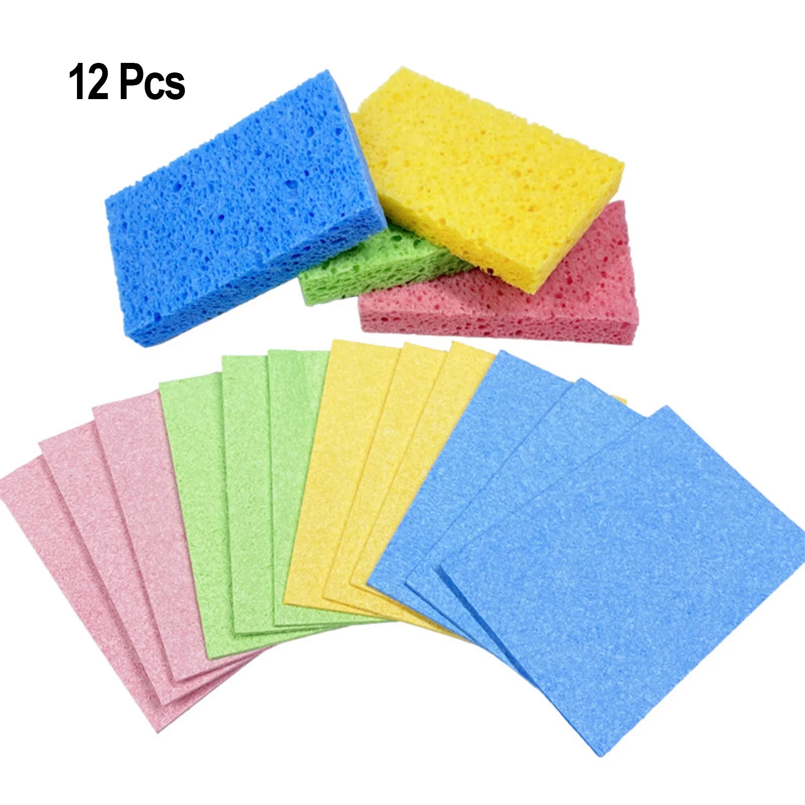 Natural Cellulose Kitchen Sponges — Eco-Friendly, Biodegradable (12-Pack)